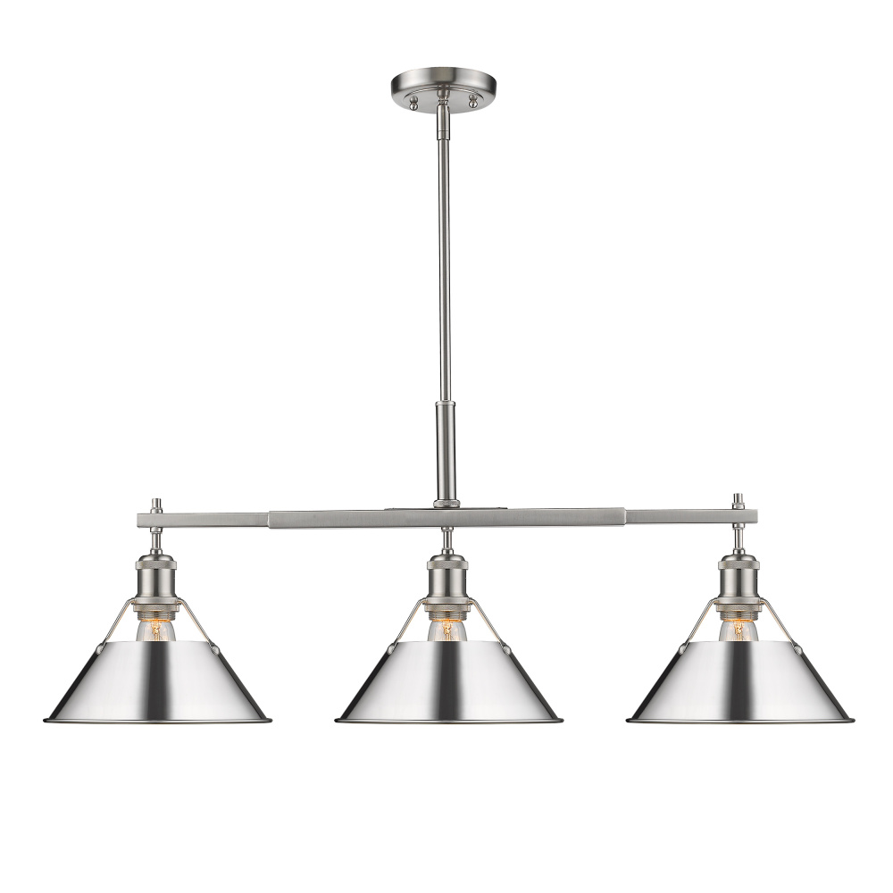 Yep by Golden Lighting Orwell 3-light Island Light in Pewter and Chrome shade
